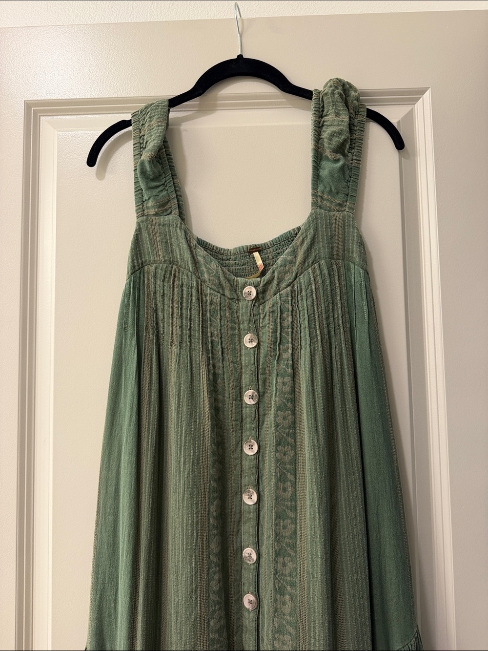 Free People Sage Green Button-Front Maxi Dress - Picture 2 of 5